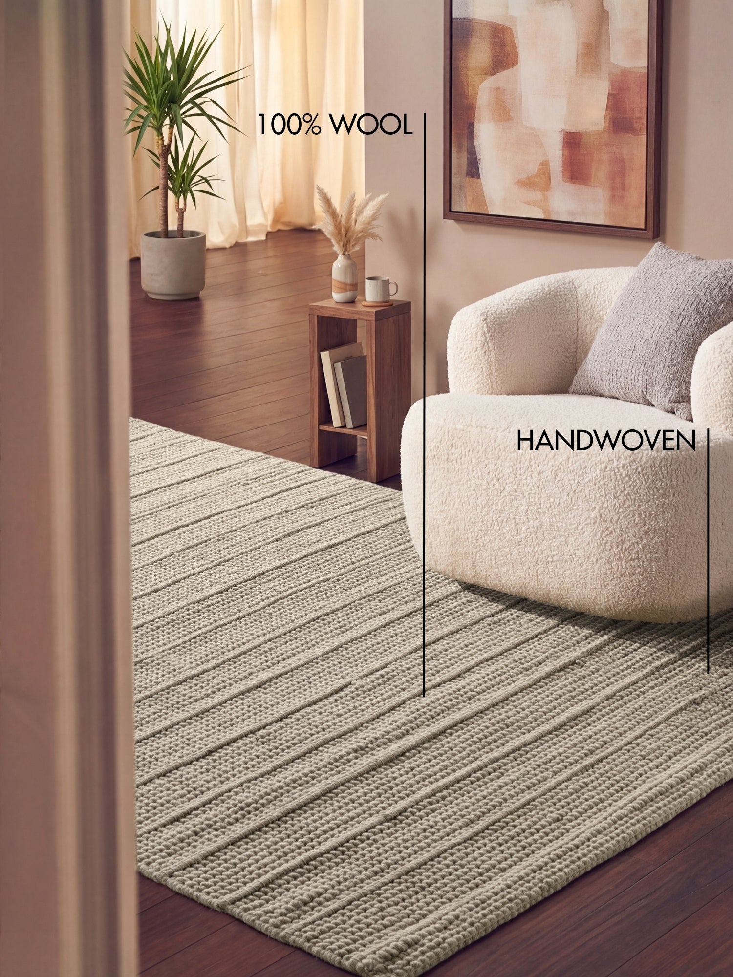 TED BAKER CAMDEN ULDTÆPPE PARKER, NATURLIG HVID