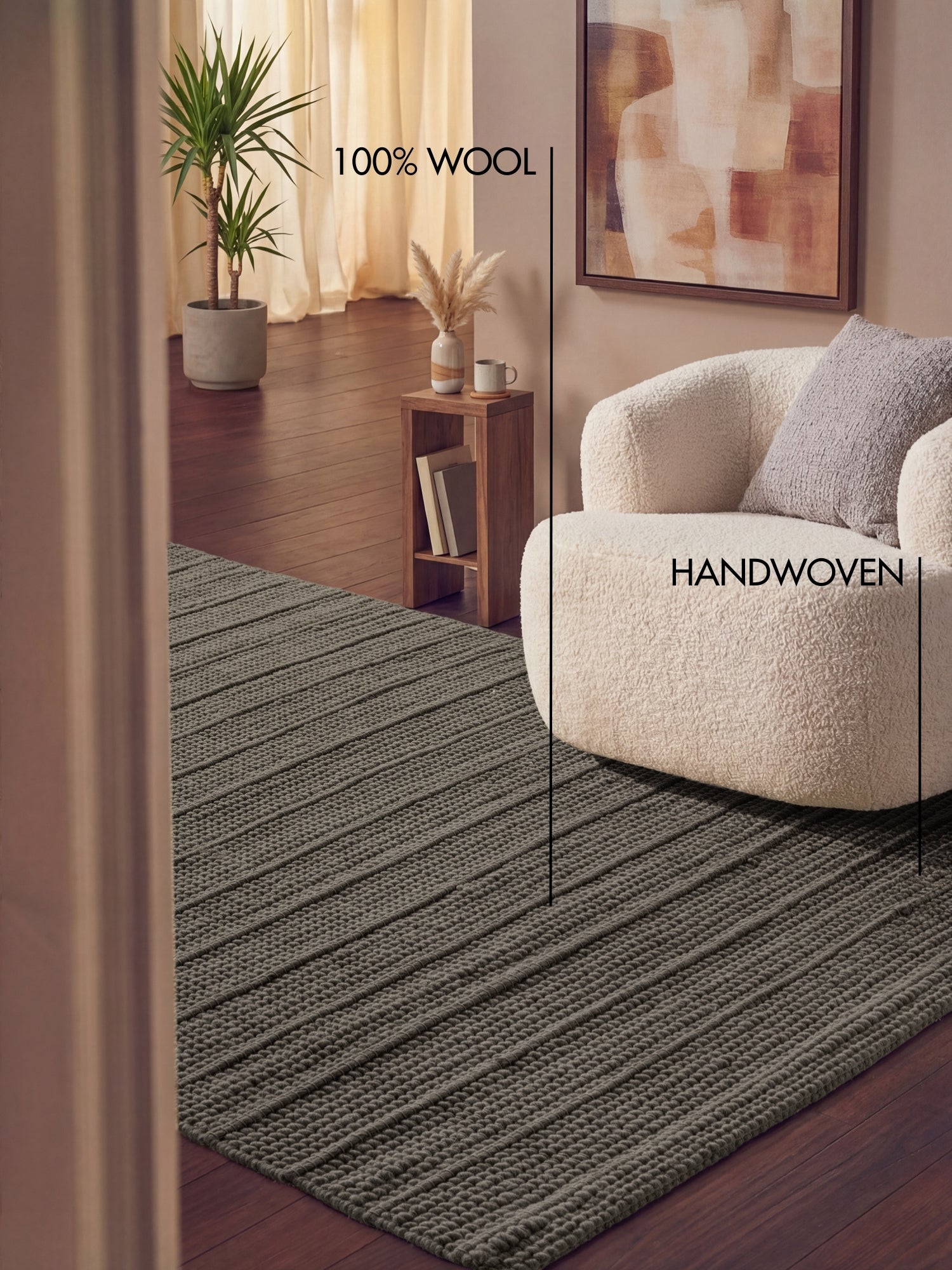 TED BAKER CAMDEN ULDTÆPPE PARKER, NATURLIG BRUN-GRÅ