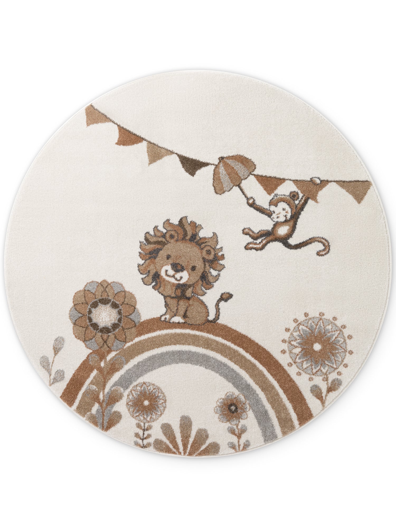 VILLEROY & BOCH BOHO KIDS BØRNETÆPPE RUDNT - LØVE SOMMERFEST, CREME MULTI 106307