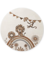 VILLEROY & BOCH BOHO KIDS BØRNETÆPPE RUDNT - LØVE SOMMERFEST, CREME MULTI 106307