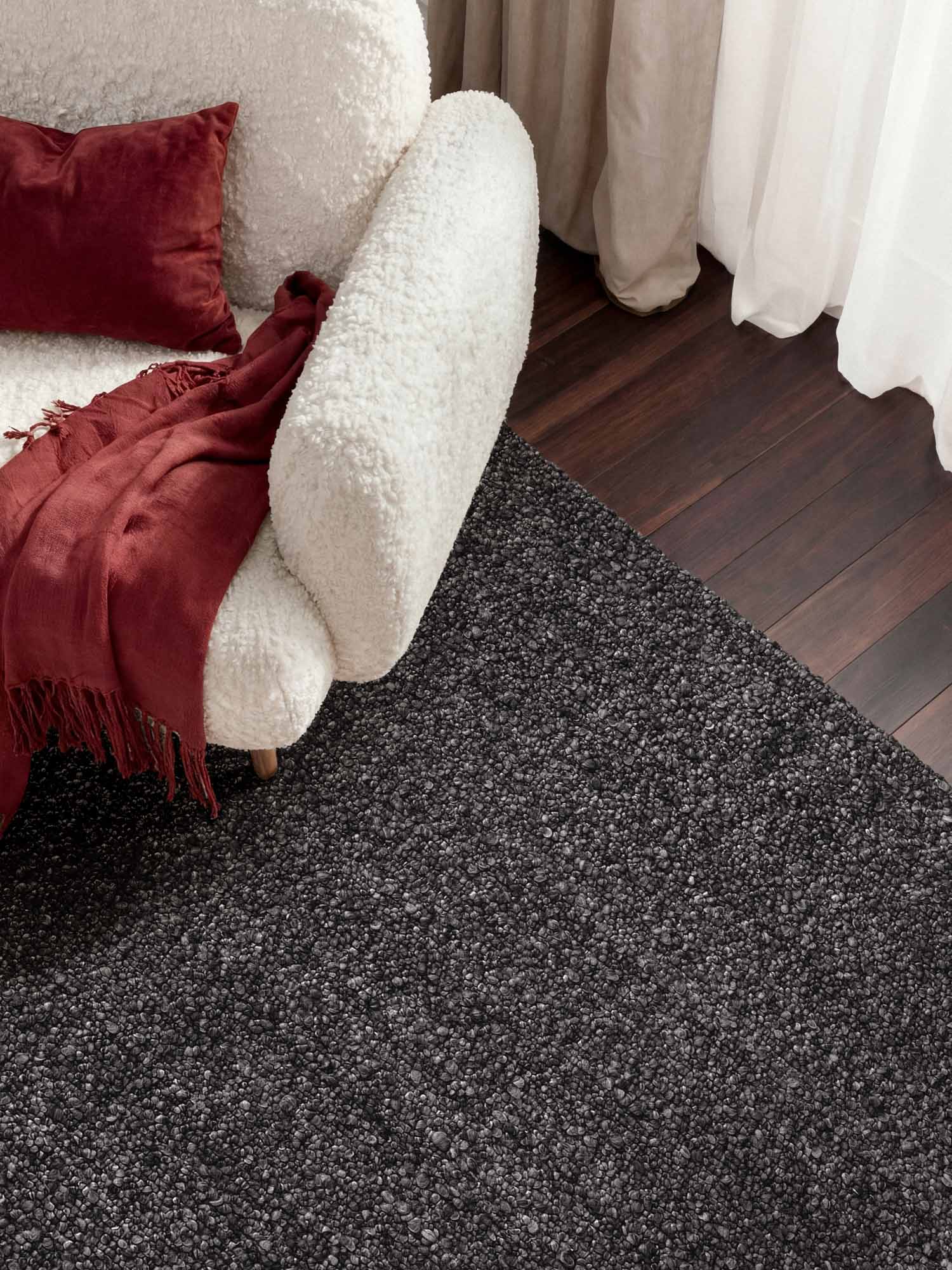 TED BAKER NOTTING HILL SOFT BOUCLE KORTLUVET TÆPPE, PORTOBELLO MØRKEGRÅ