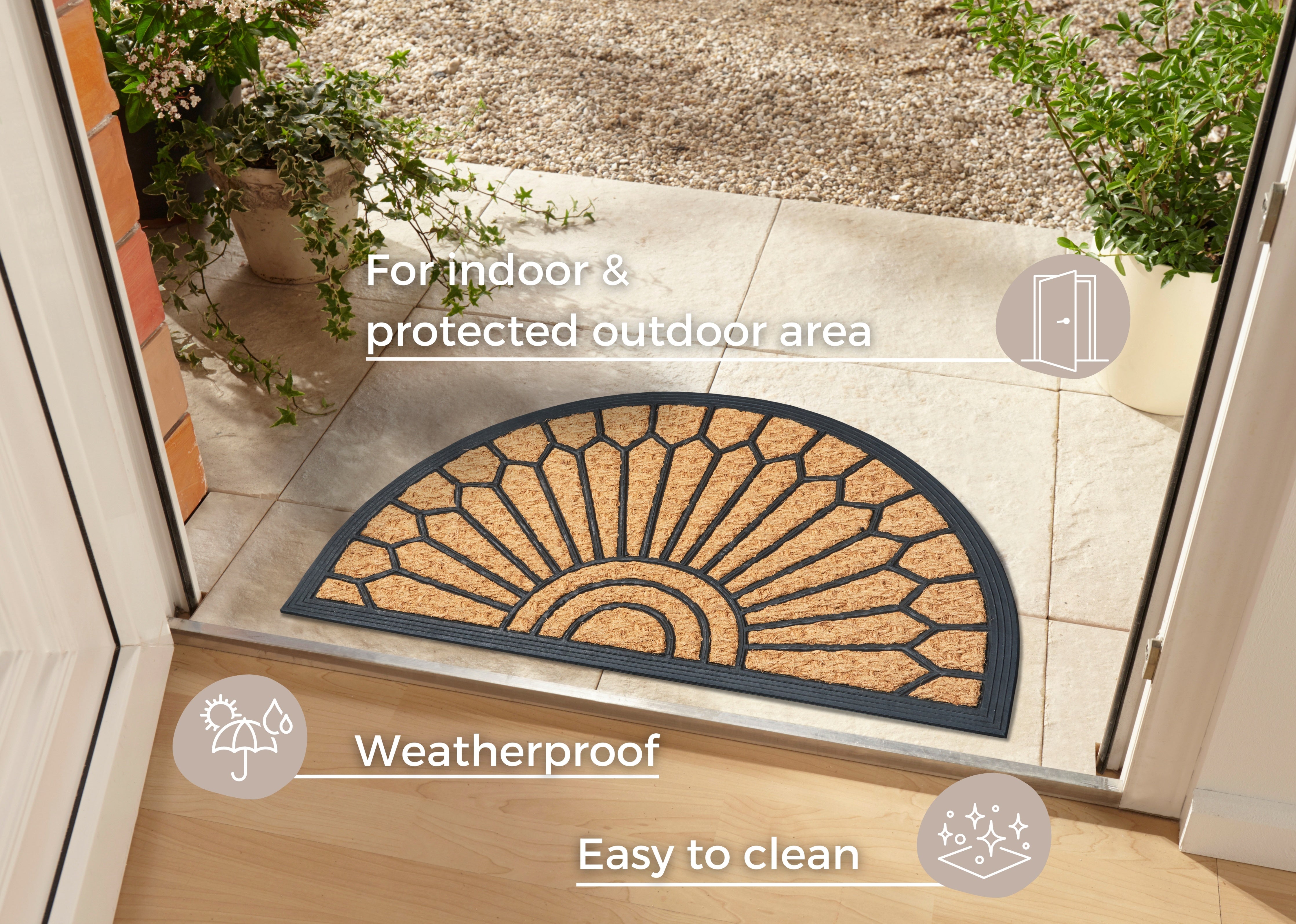 DØRMÅTTE GUMMI-KOKOS - HALVRUND GEOMETRI ORNAMENT