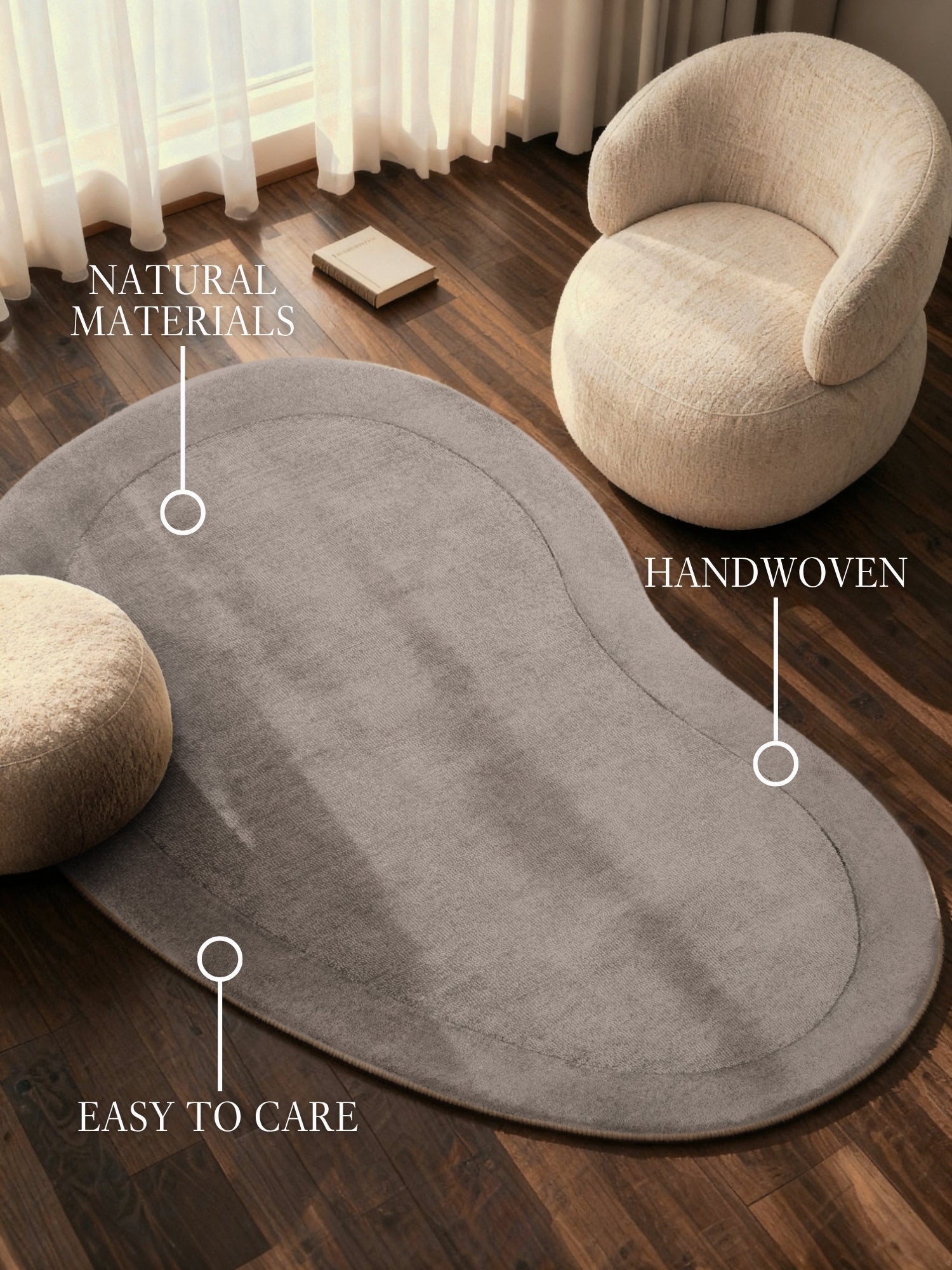 VILLEROY & BOCH 1812 ULDTÆPPE - ORGANISK FORM KARI, NATURLIG-GRÅ