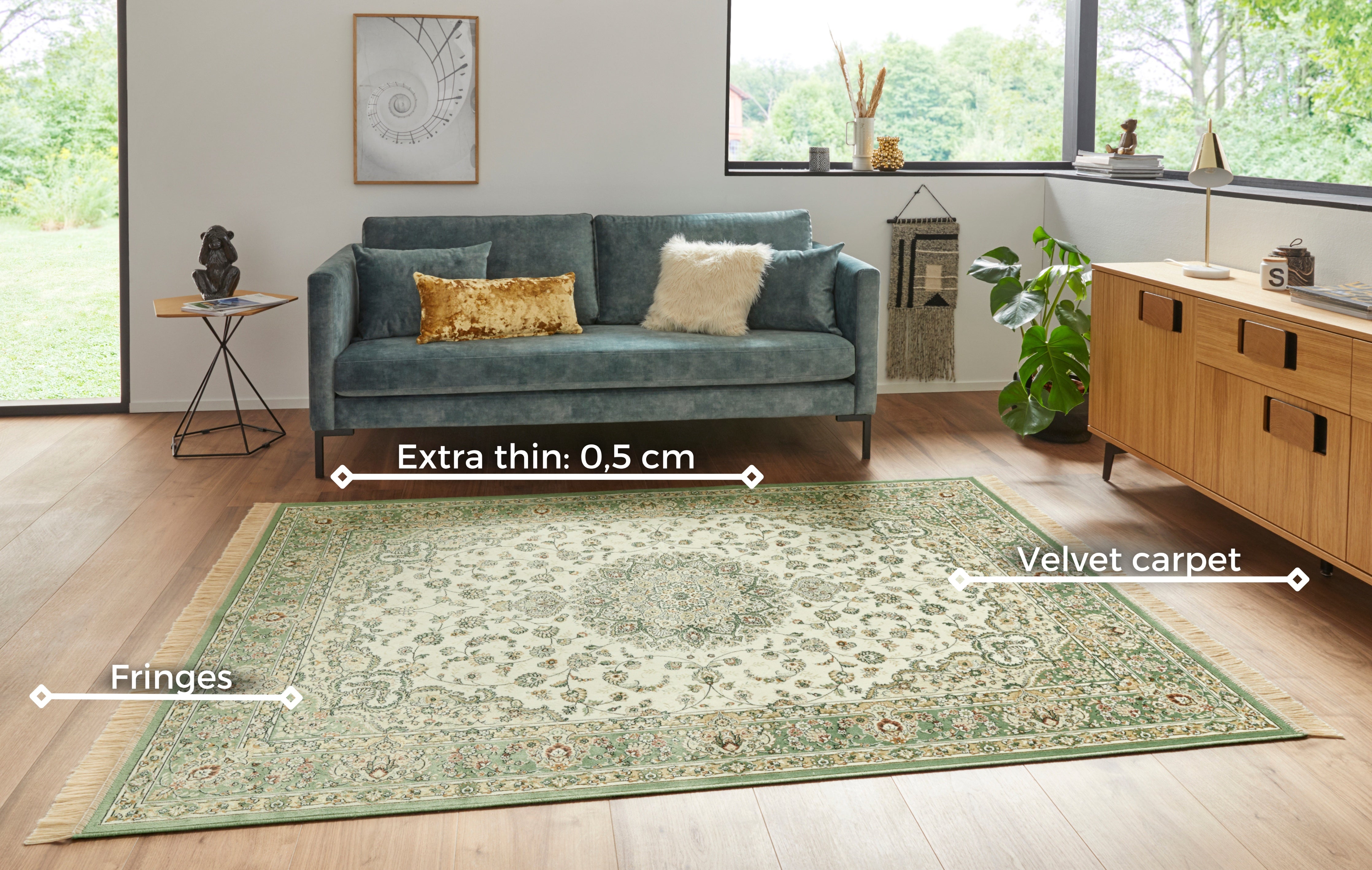 HANSE HOME NAVEH TÆPPE, IVORY-GRØN 104379