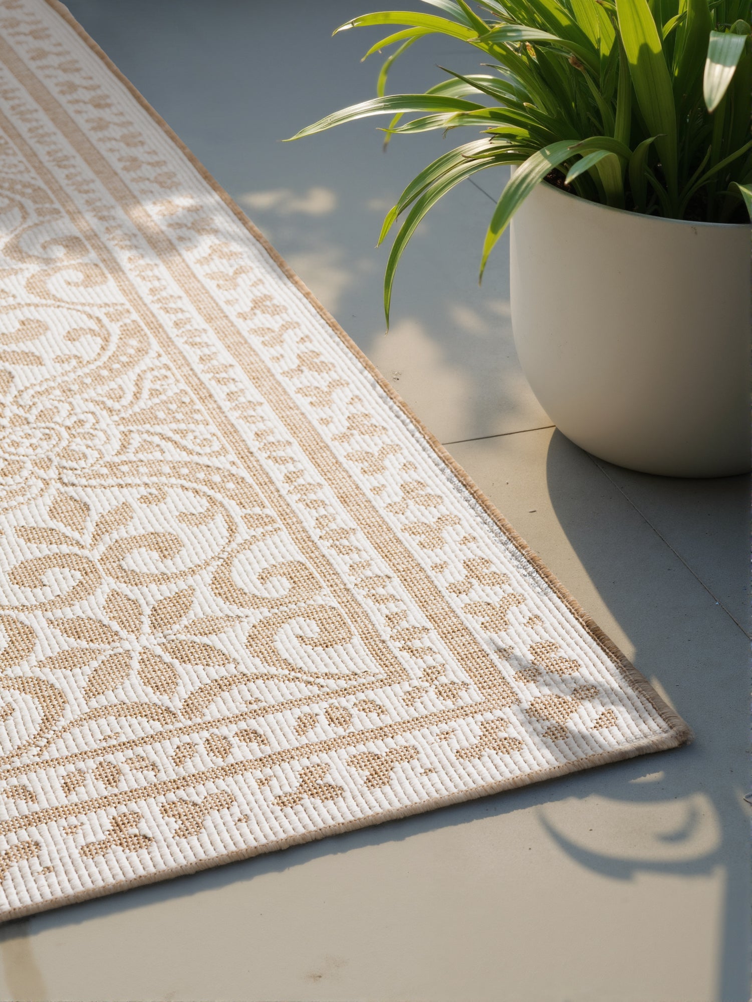 HANSE HOME DUORO - VENDBART UDENDØRS TÆPPE, JUTE-HVID 106252