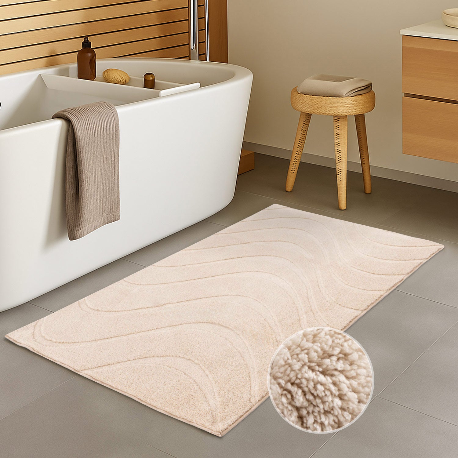 WAVY SOFT BADEMÅTTE, 400 BEIGE