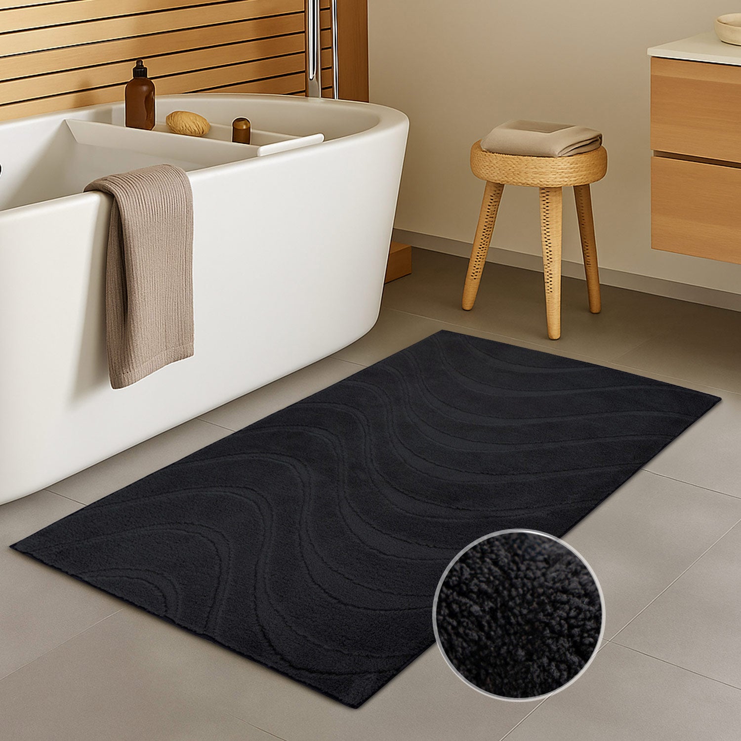 WAVY SOFT BADEMÅTTE, 400 SORT