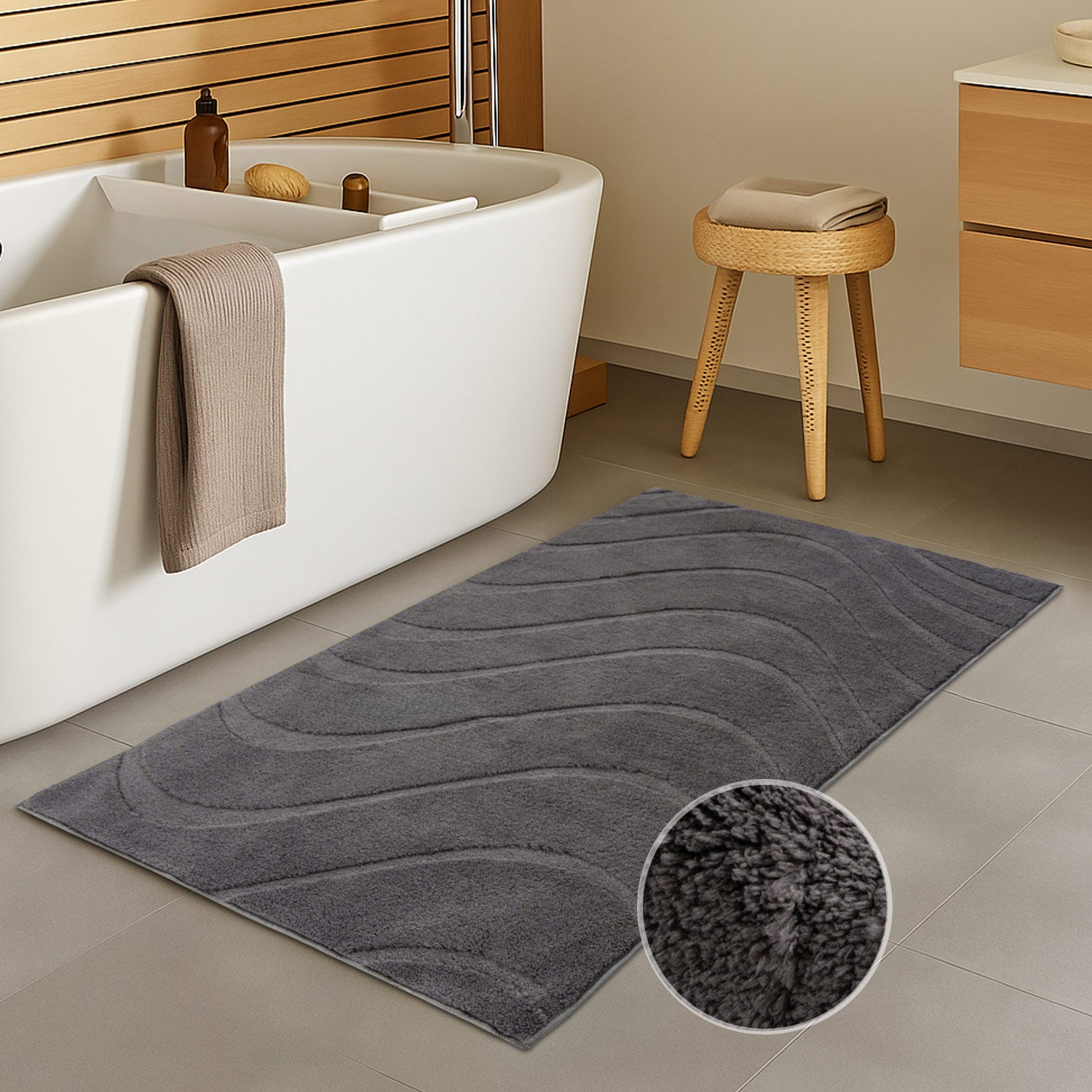 WAVY SOFT BADEMÅTTE, 400 MØRKEGRÅ