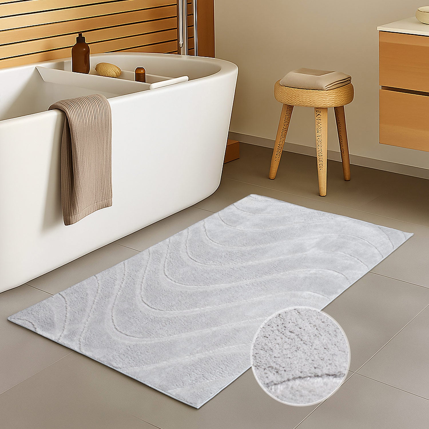 WAVY SOFT BADEMÅTTE, 400 GRÅ