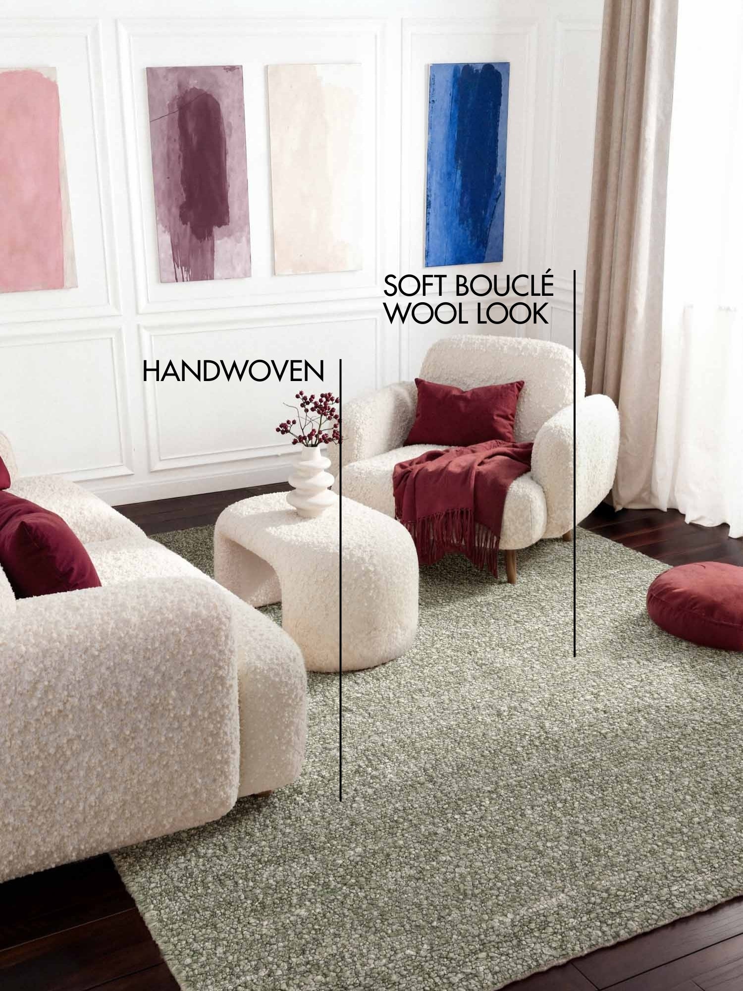 TED BAKER NOTTING HILL SOFT BOUCLE KORTLUVET TÆPPE, PORTOBELLO LYSEGRØN