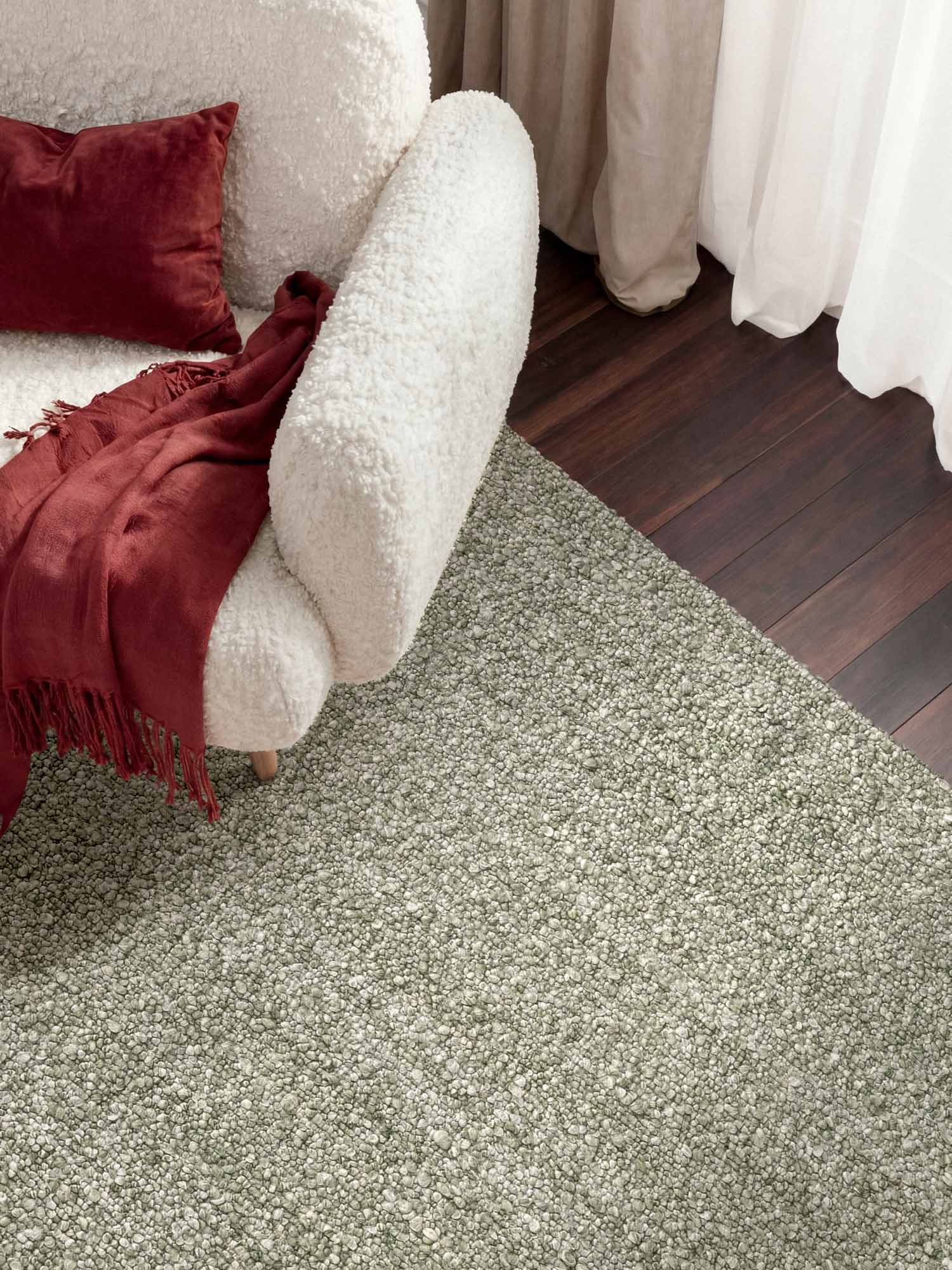 TED BAKER NOTTING HILL SOFT BOUCLE KORTLUVET TÆPPE, PORTOBELLO LYSEGRØN