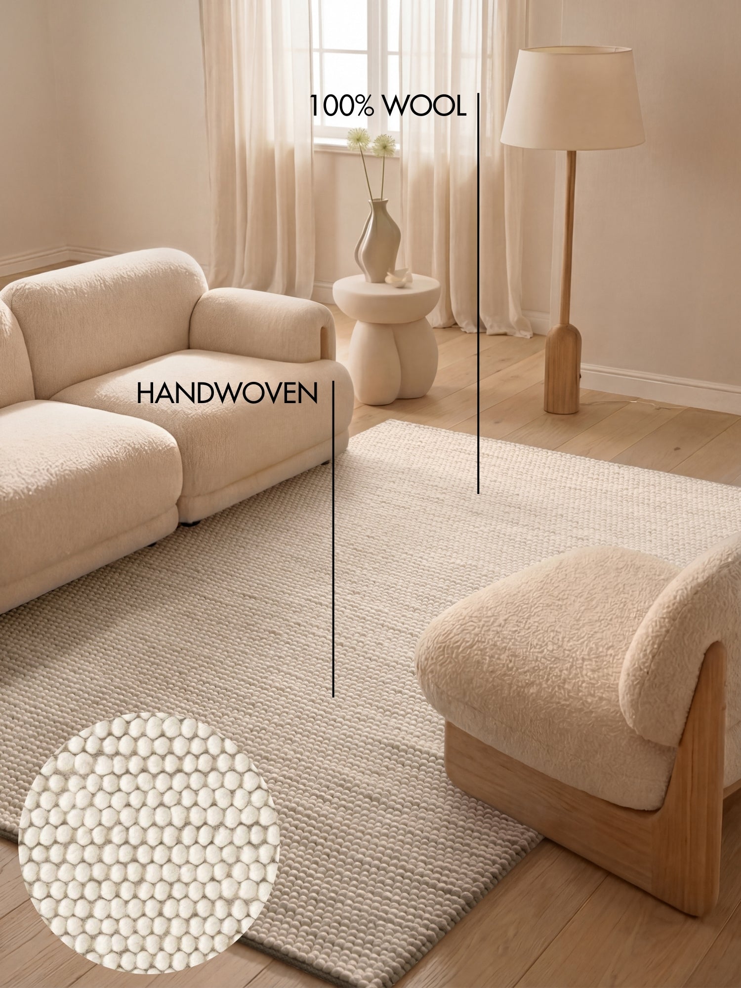 TED BAKER RICHMOND ULDTÆPPE DIANA, NATURLIG HVID