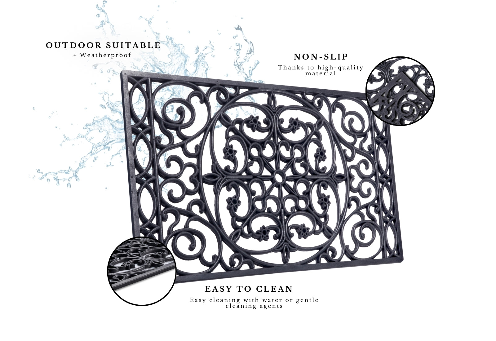 DØRMÅTTE GUMMI - SORT TRELLIS