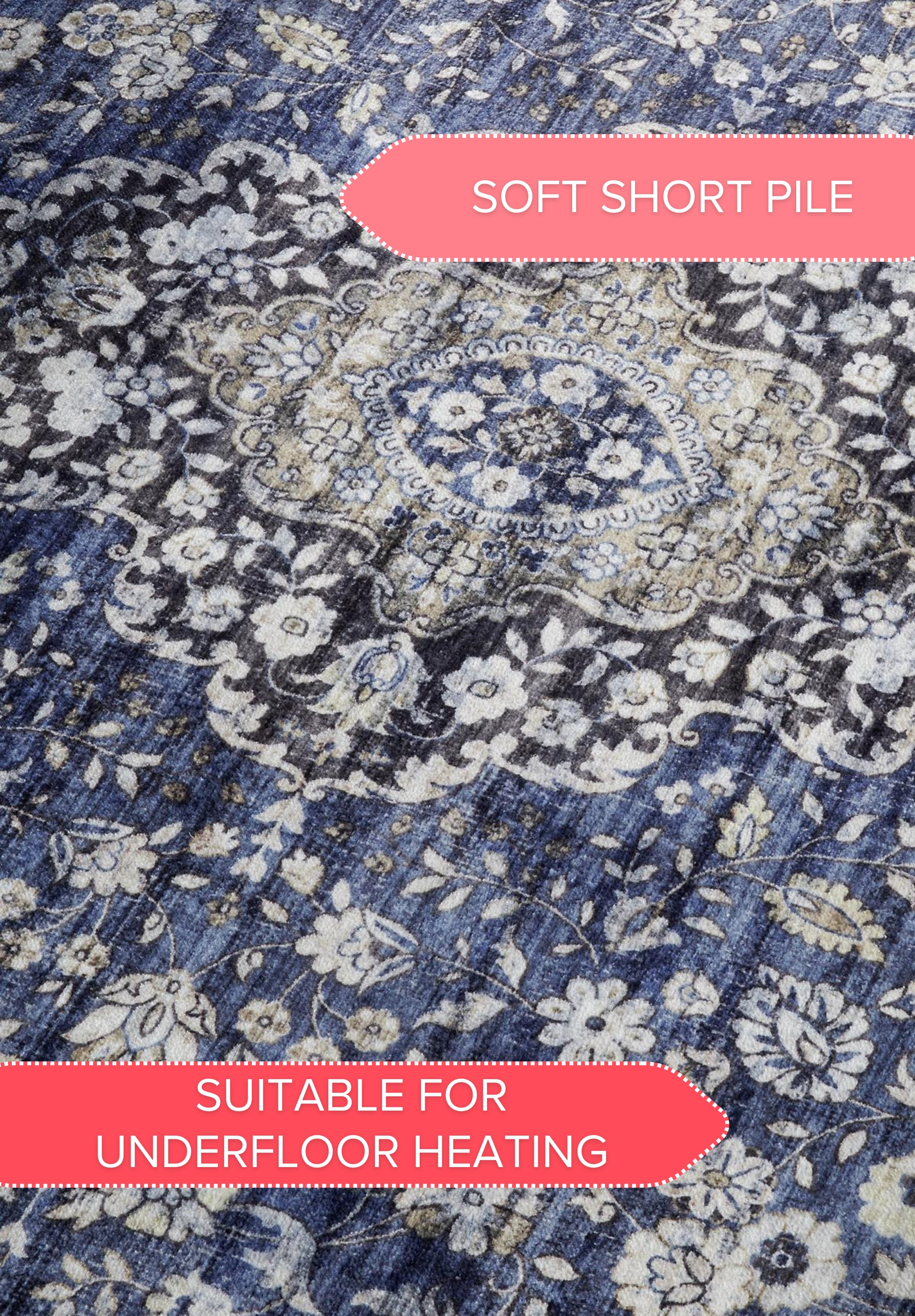 HANSE HOME ASYA TÆPPE MØRKEBLÅ CREME - 106039