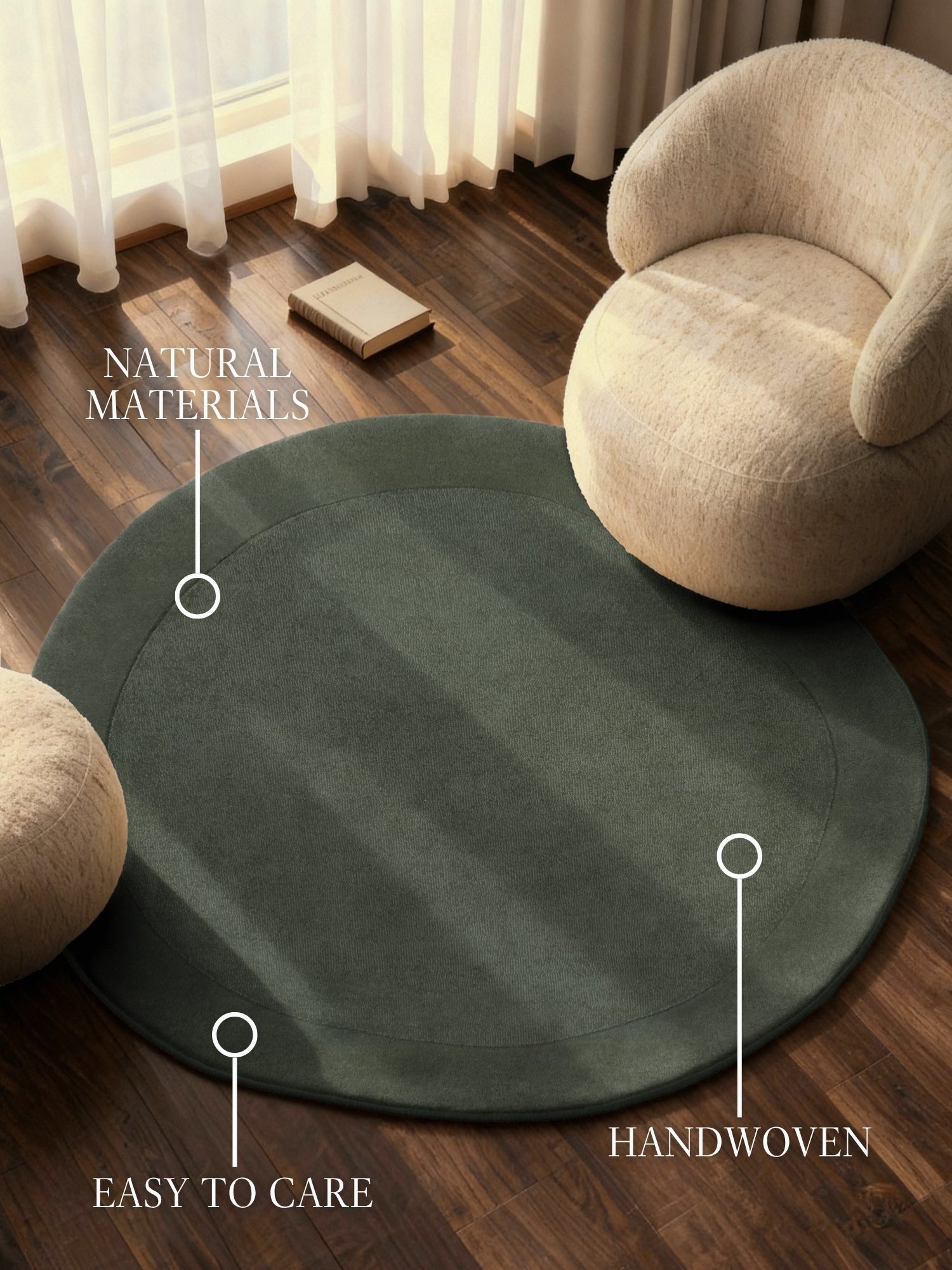 VILLEROY & BOCH 1812 ULDTÆPPE - ORGANISK RUND KARI, NATURLIG-GRØN