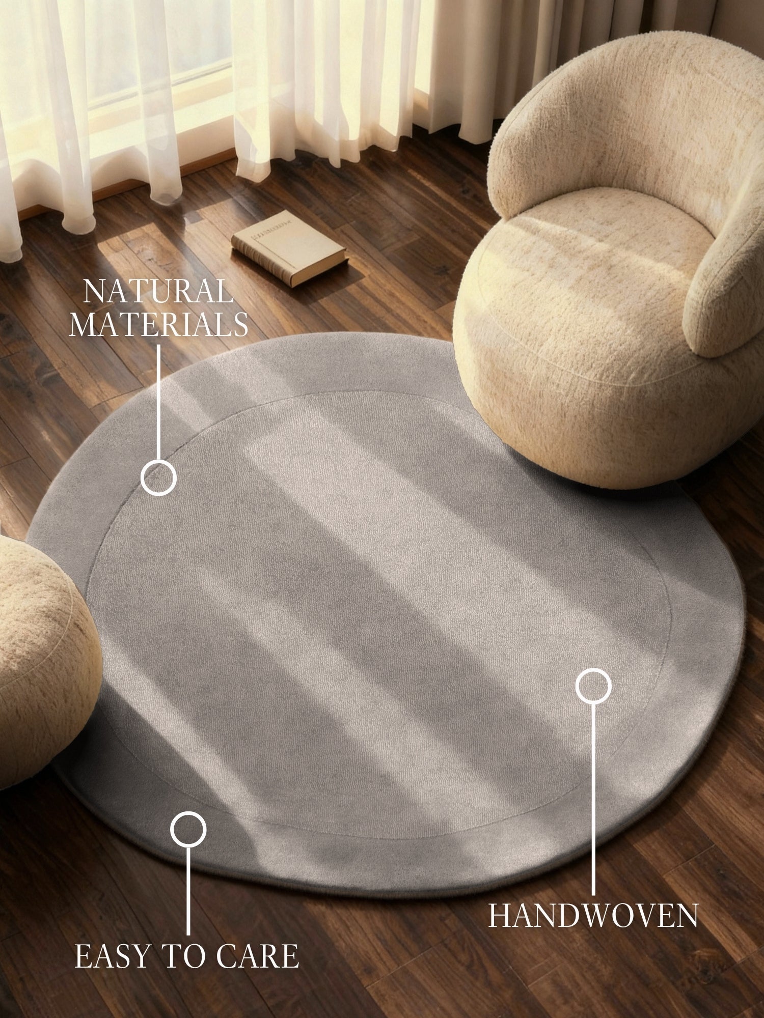 VILLEROY & BOCH 1812 ULDTÆPPE - ORGANISK RUND KARI, NATURLIG-GRÅ