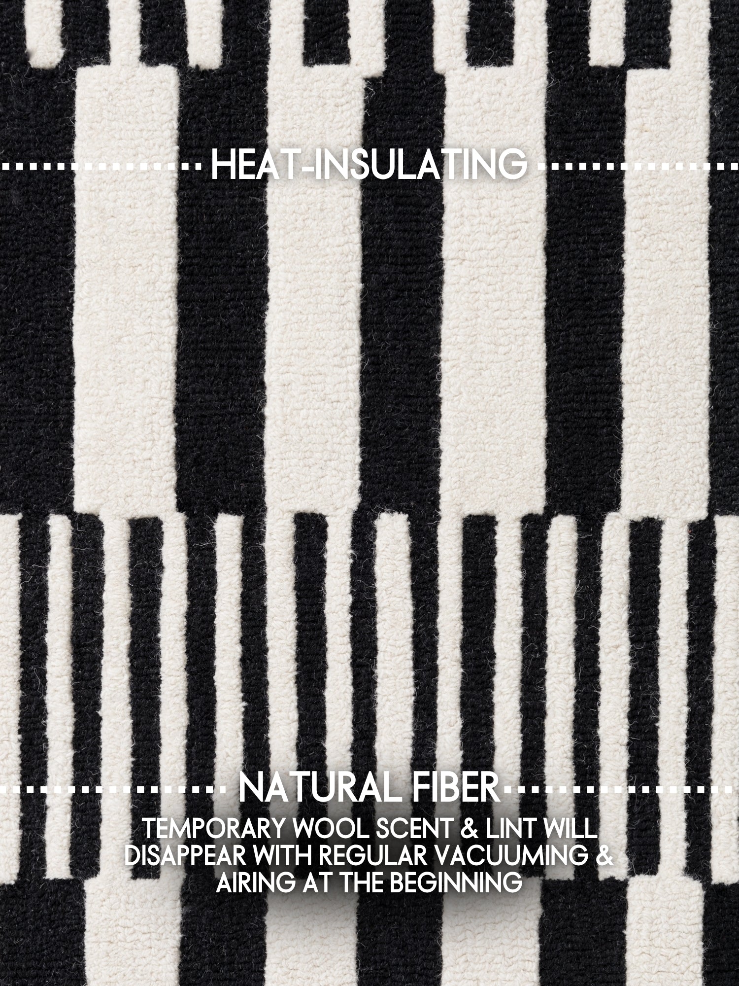 ELLE DECORATION STRYVE ULDTÆPPE PULSE, SORT-HVID