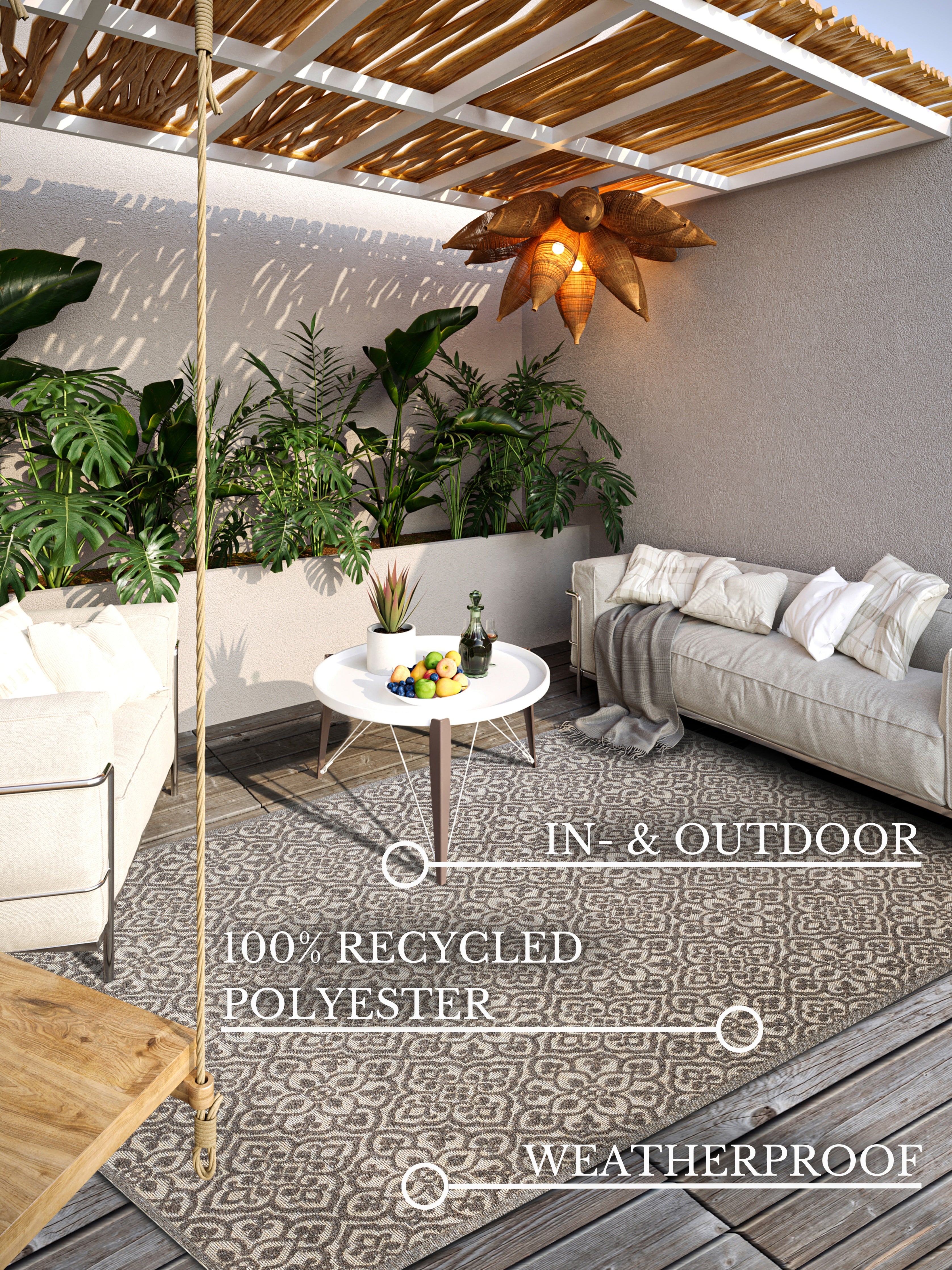 VILLEROY & BOCH 106156 IND- OG UDENDØRS TÆPPE, JULIE BRUN-BEIGE