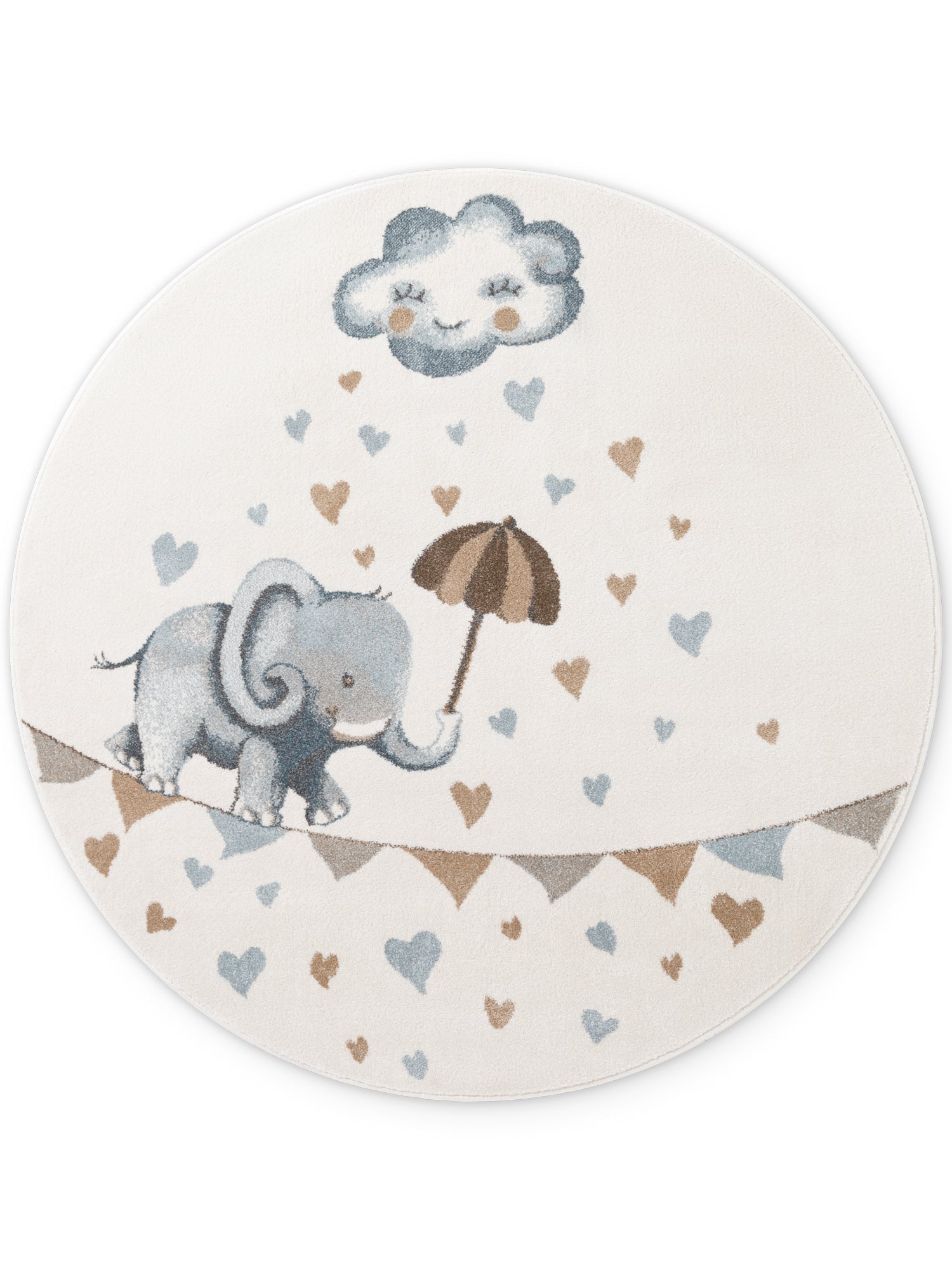 VILLEROY & BOCH BOHO KIDS BØRNETÆPPE RUNDT - ELEFANT REGN, CREME MULTI 106303