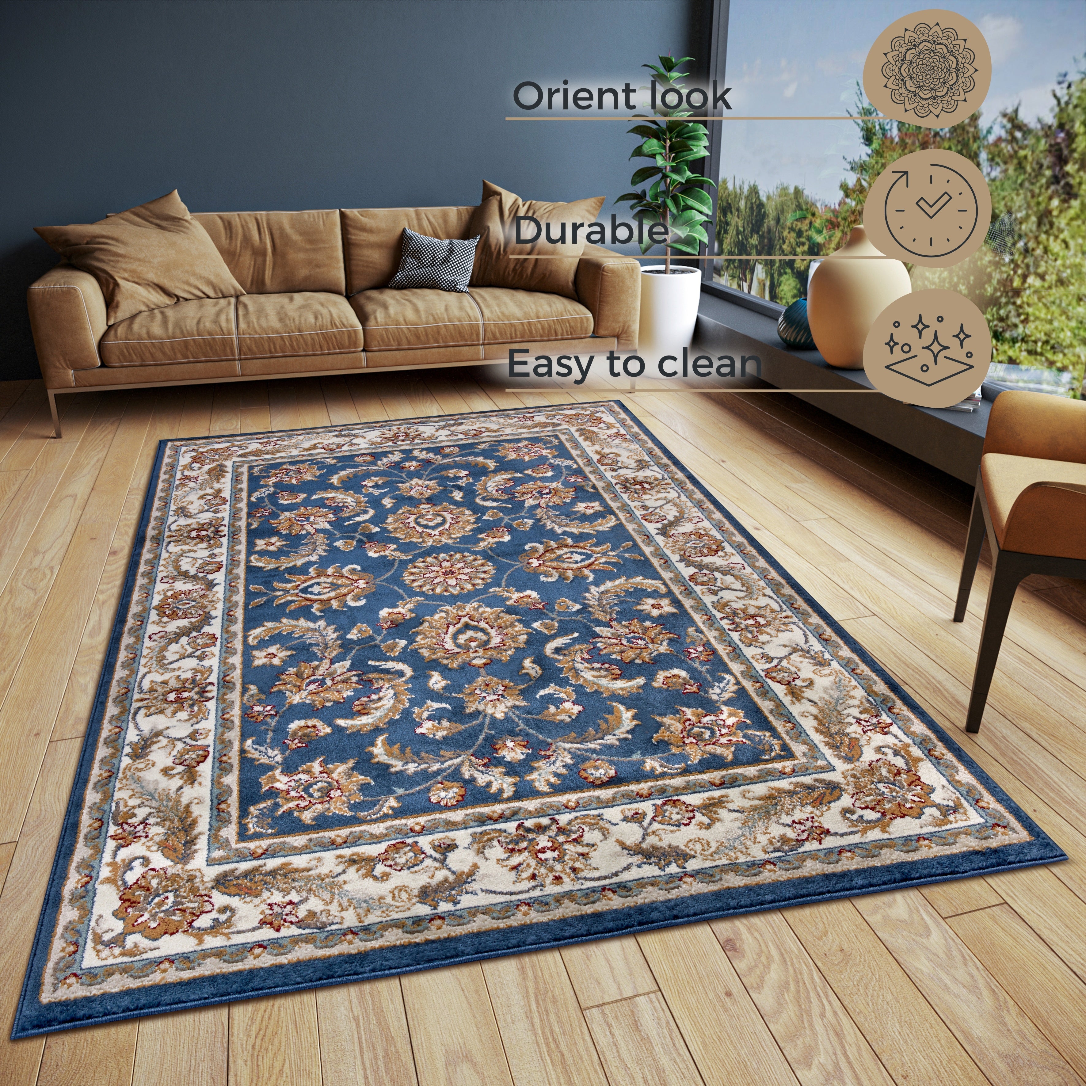 LUXOR TÆPPE BLÅ-CREME 105640