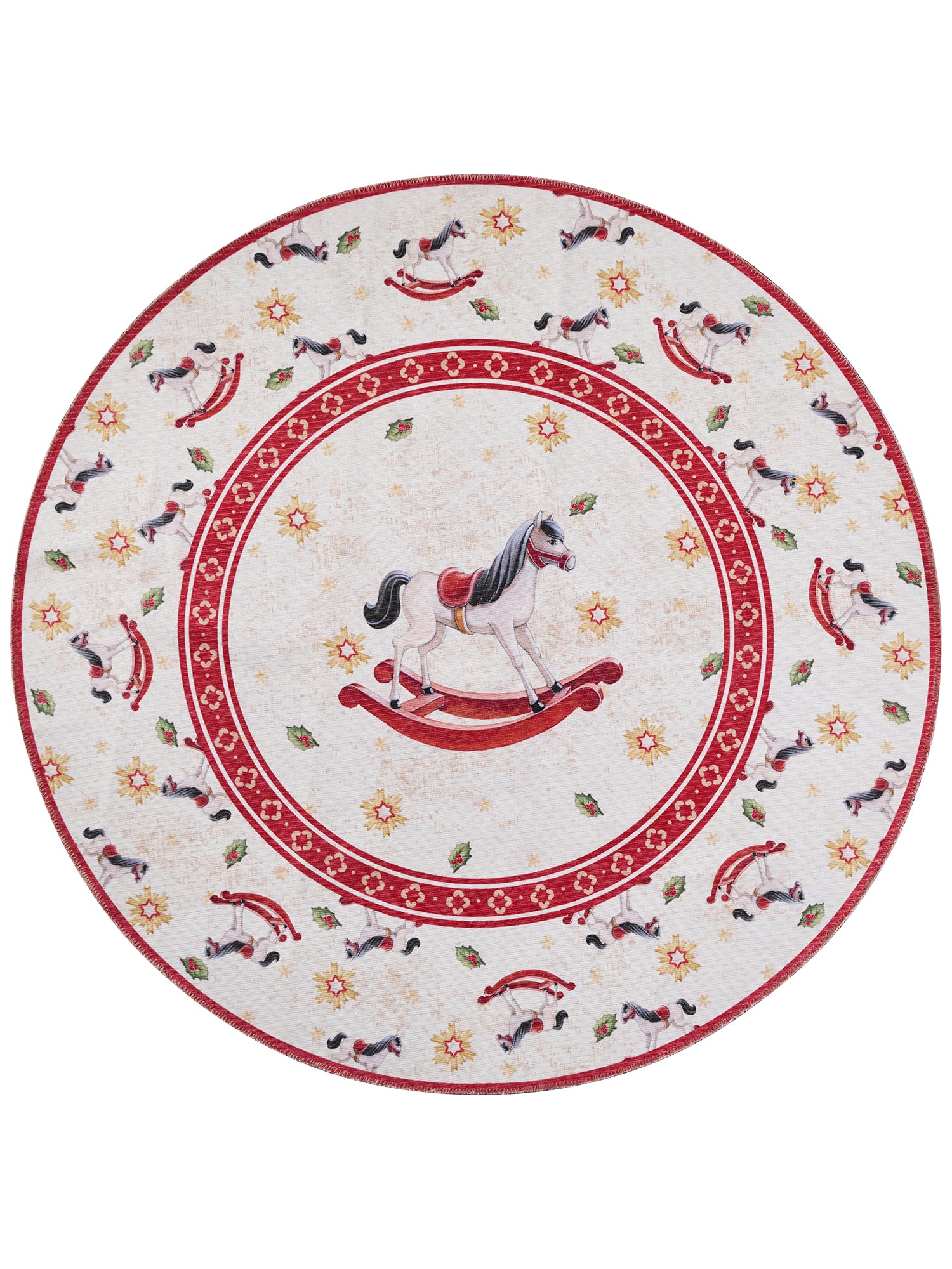 VILLEROY & BOCH TOY'S DELIGHT LIMITED EDITION JULETÆPPE, GYNGEHEST CREME-RØD