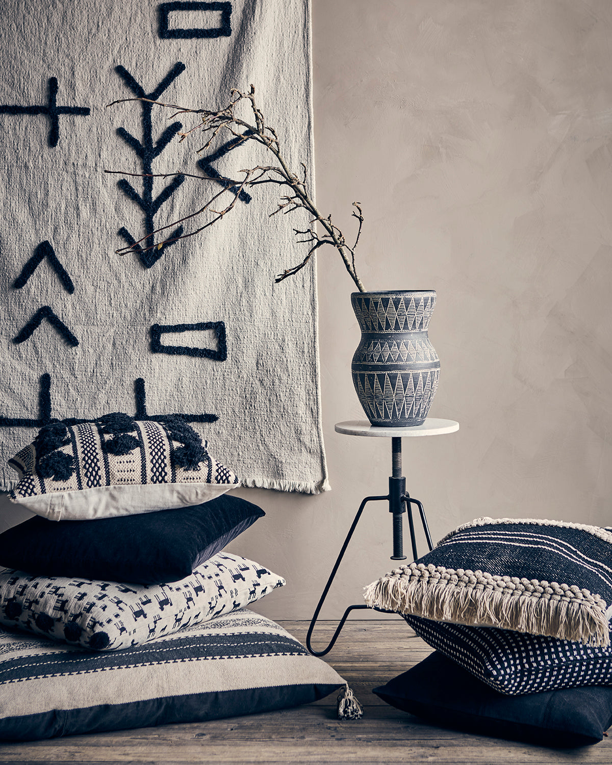 NINA PUDEBETRÆK, SORT-IVORY