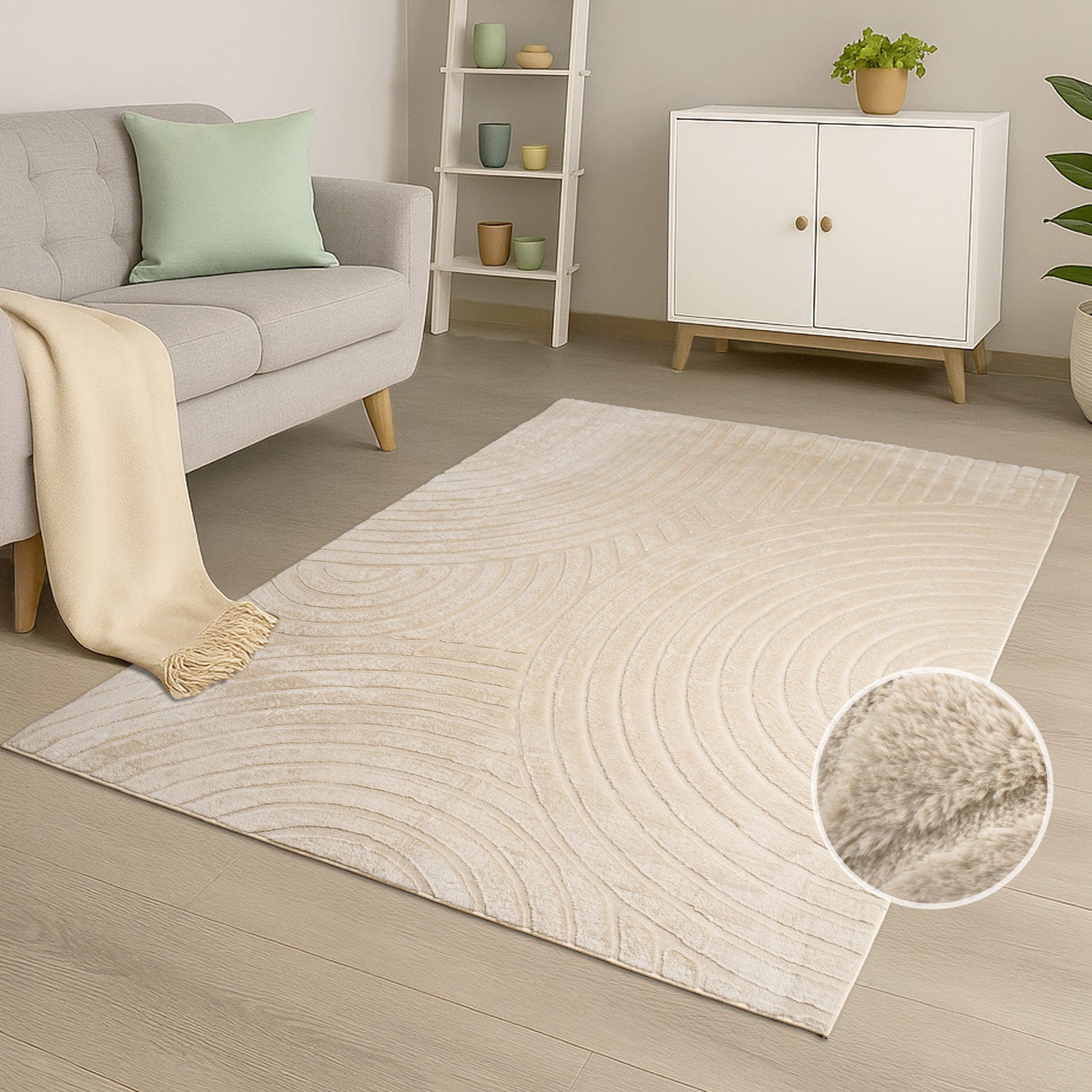 WAVY SOFT MODERNE PELSTÆPPE, 501 BEIGE