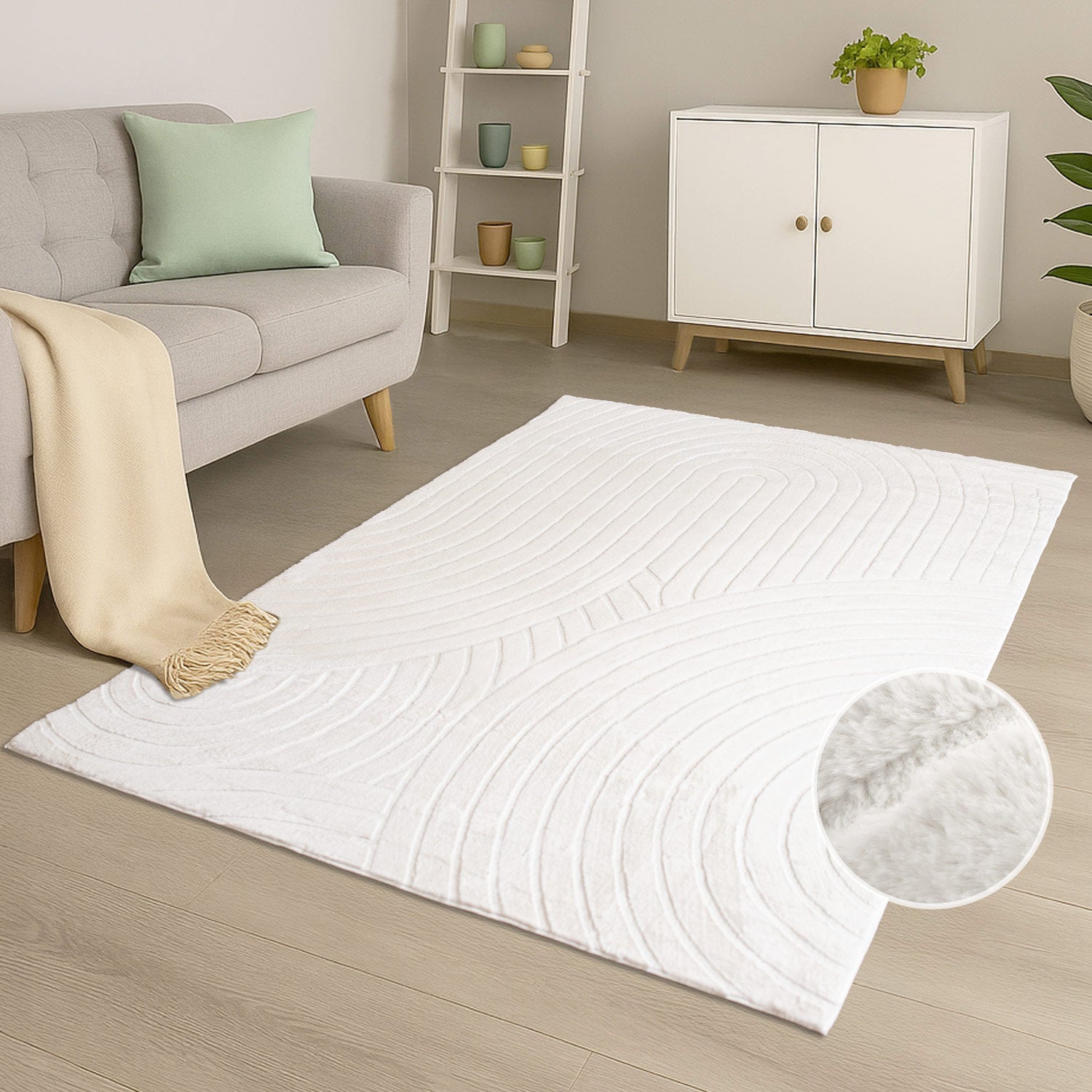 WAVY SOFT MODERNE PELSTÆPPE, 501 IVORY-HVID