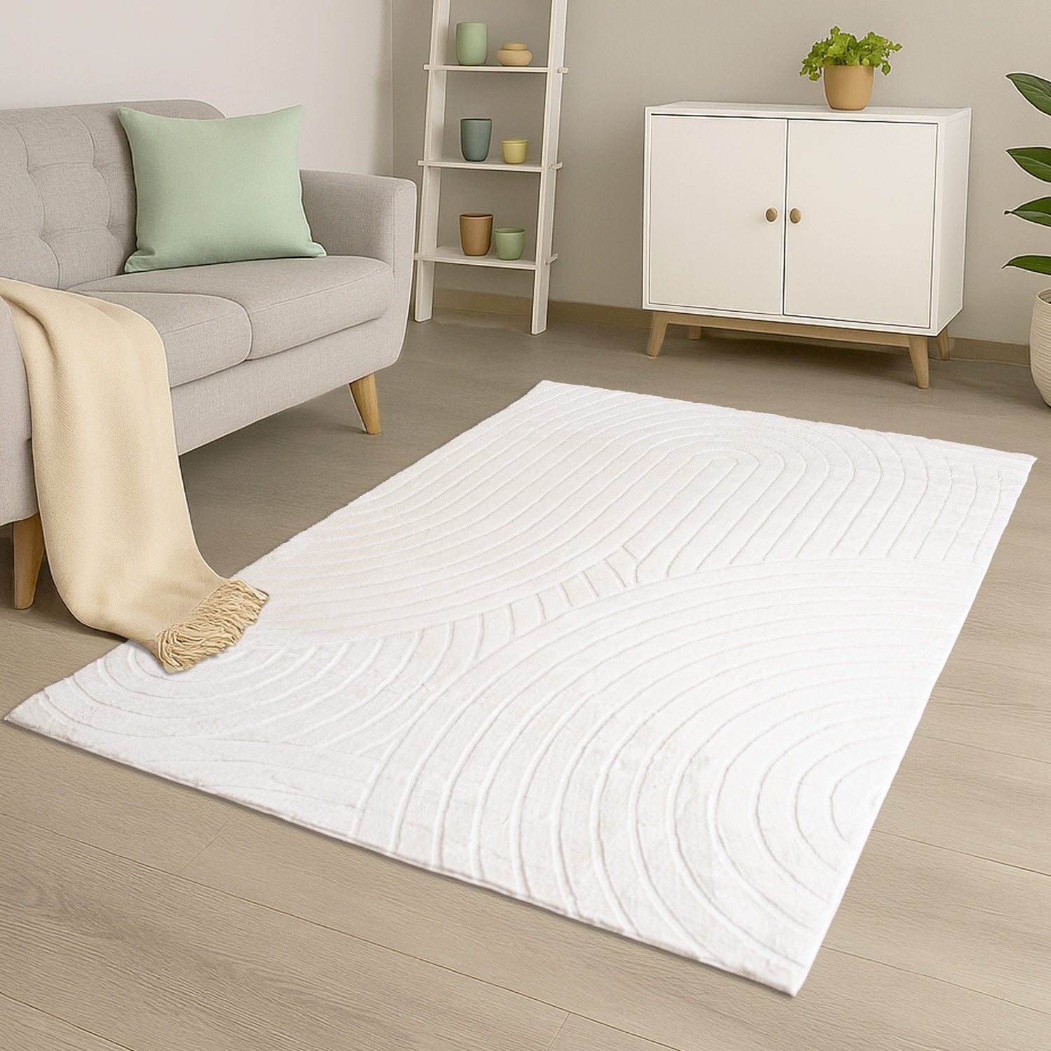 WAVY SOFT MODERNE PELSTÆPPE, 501 IVORY-HVID