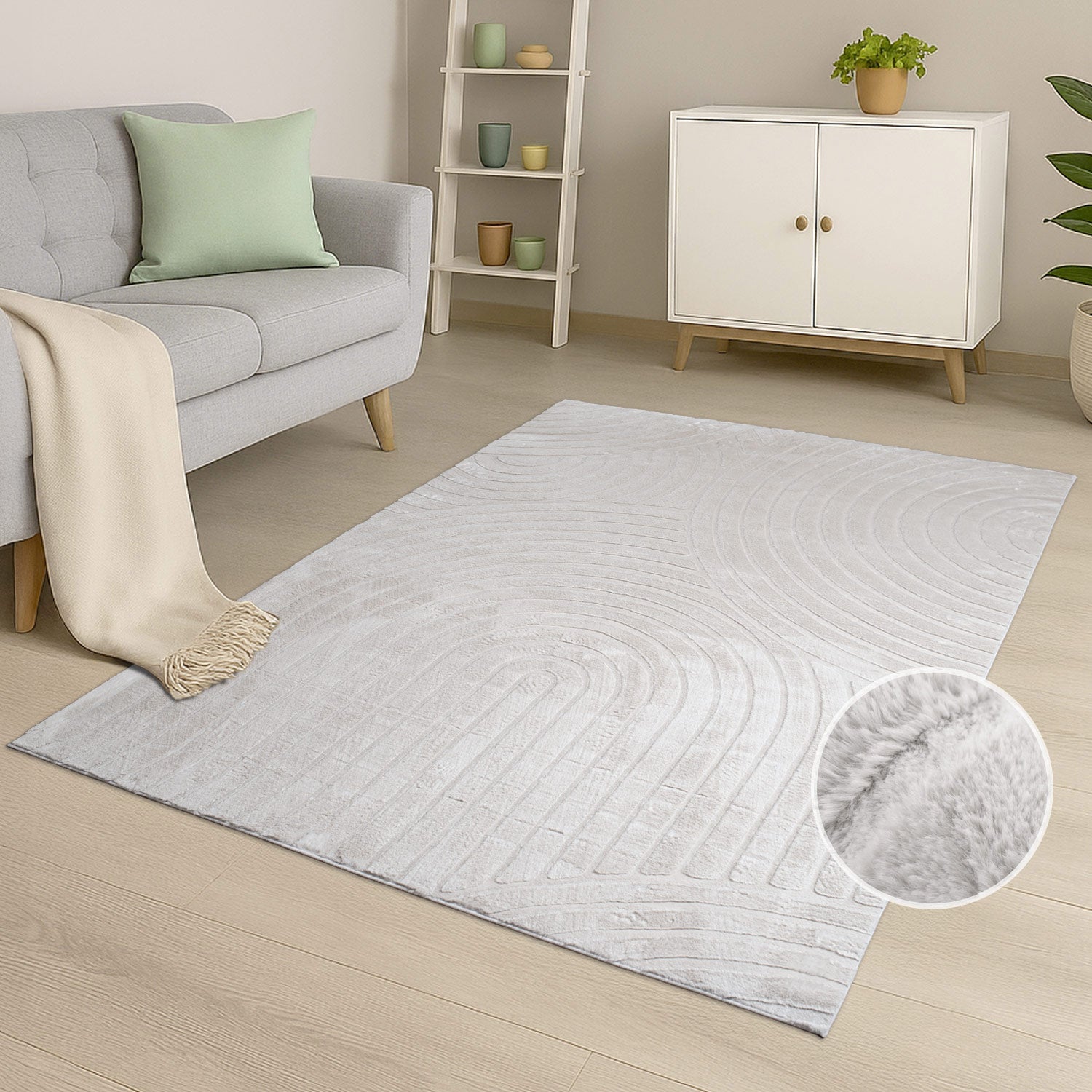 WAVY SOFT MODERNE PELSTÆPPE, 501 LYSEGRÅ
