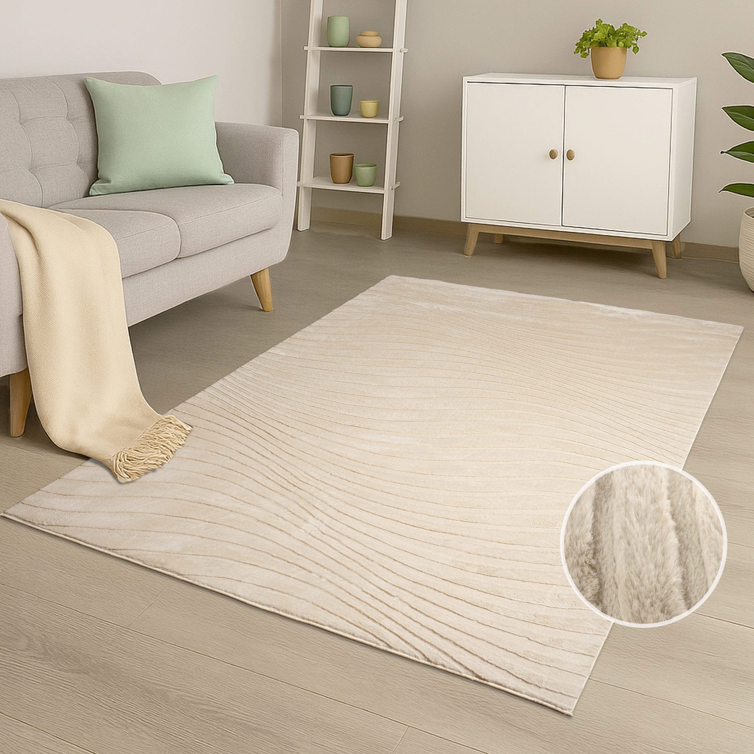 WAVY SOFT MODERNE PELSTÆPPE, 503 BEIGE