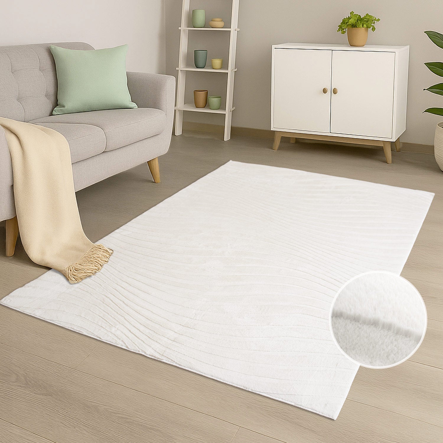 WAVY SOFT MODERNE PELSTÆPPE, 503 IVORY-HVID
