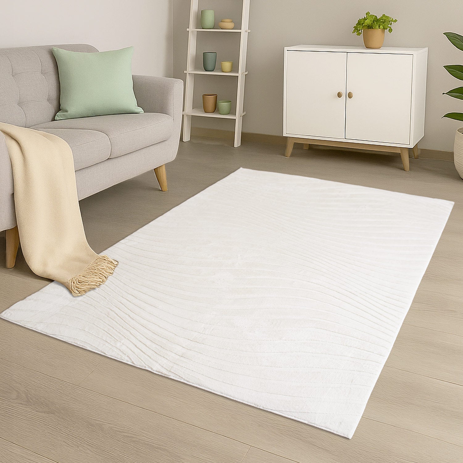 WAVY SOFT MODERNE PELSTÆPPE, 503 IVORY-HVID