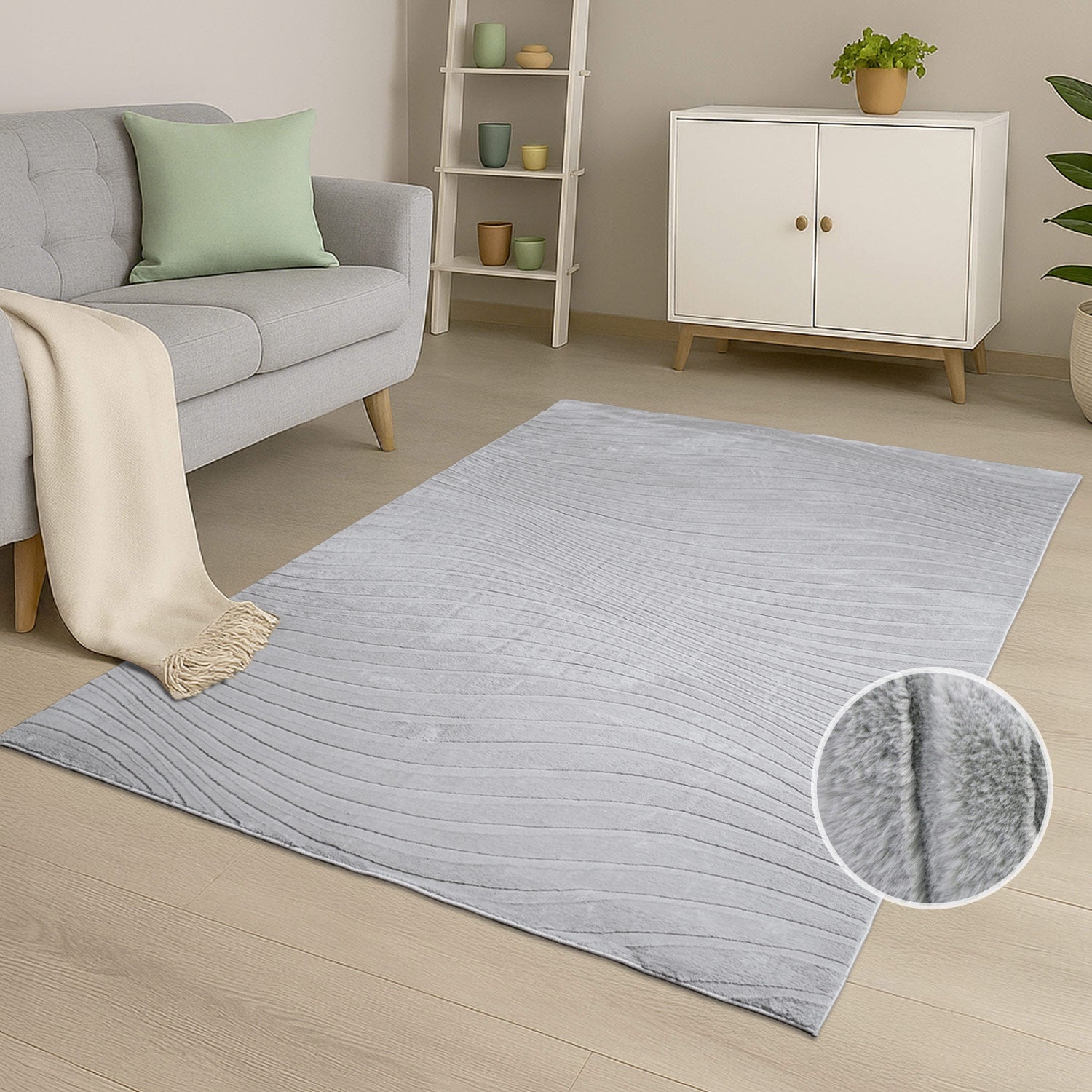 WAVY SOFT MODERNE PELSTÆPPE, 503 GRÅ
